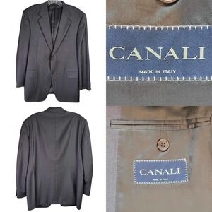CANALI Coat Sport Jacket Blazer Wool Gray Stripe Two Button Mens 52 US 42